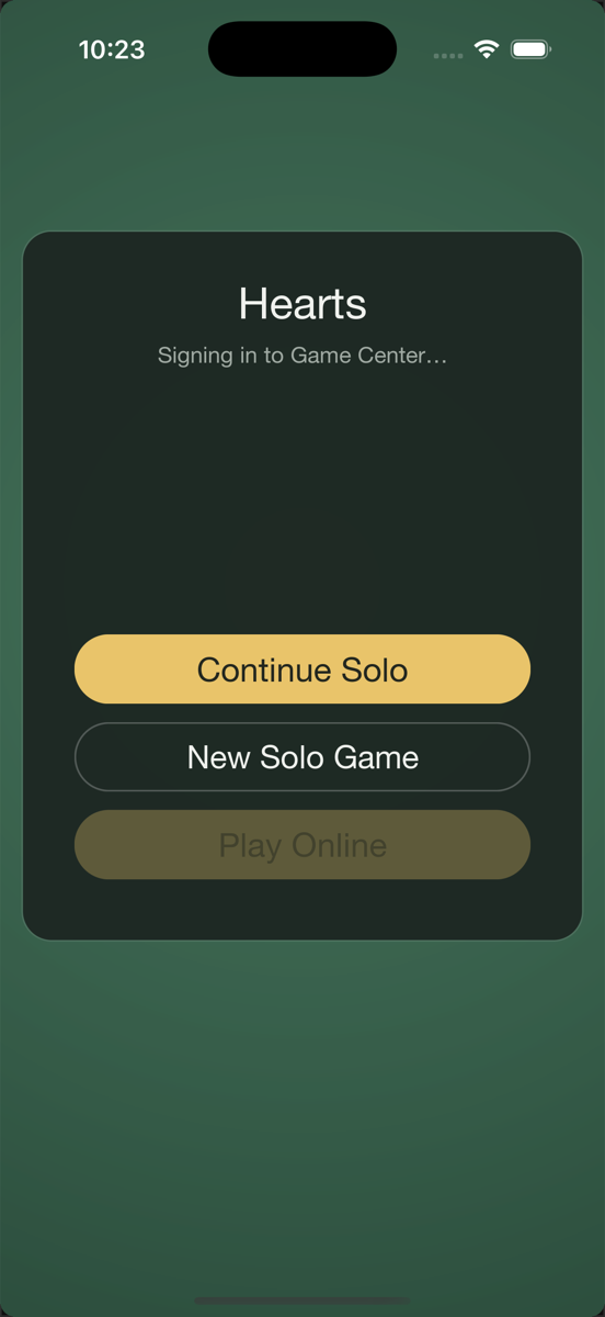 Gel Hearts home screen with Continue Solo, New Solo Game and Play Online buttons